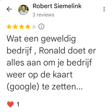 Beoordeling van Robert Siemelink over een behulpzaam bedrijf en Ronald's inzet.