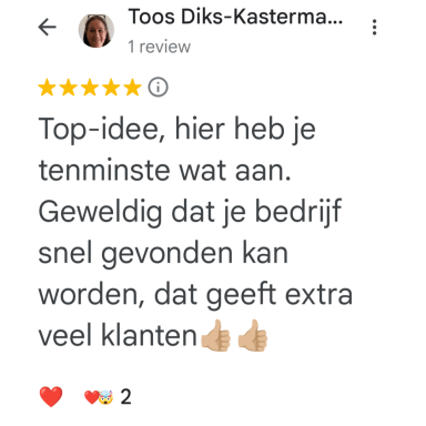 Recensie met vijf sterren over een nuttig idee voor bedrijfsvergroting.