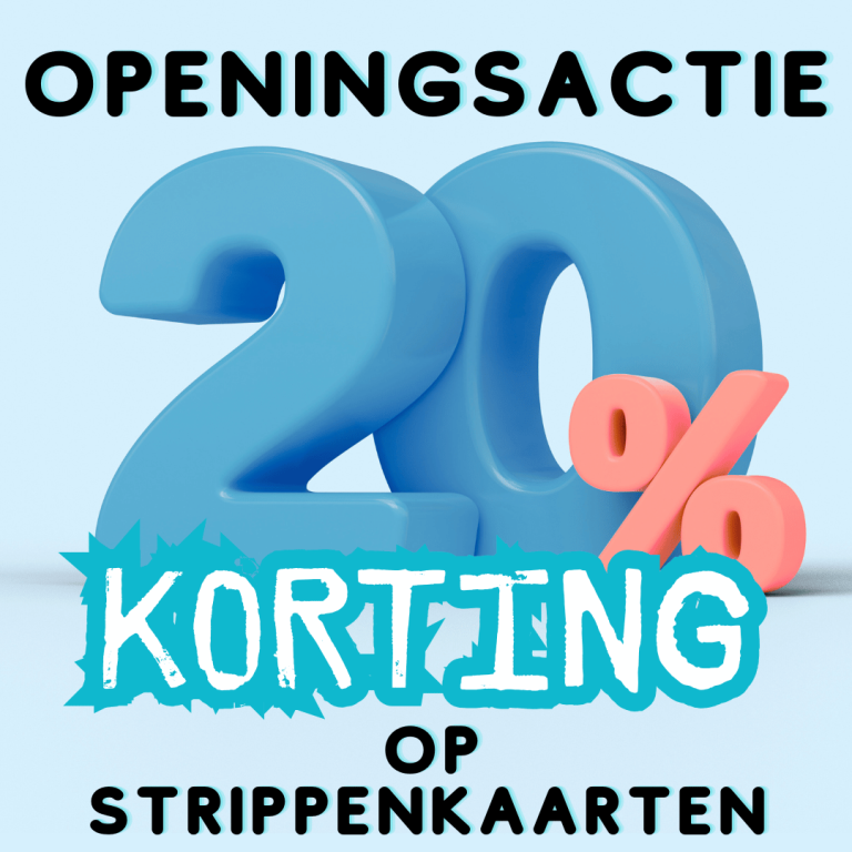 Aanbieding van 20% korting op strippenkaarten voor de opening.
